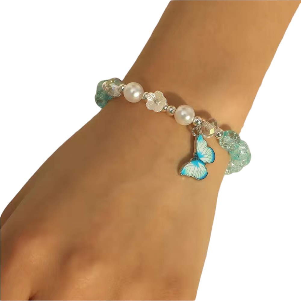 Pop Glass Blue/Green Butterfly Charm Bracelet
